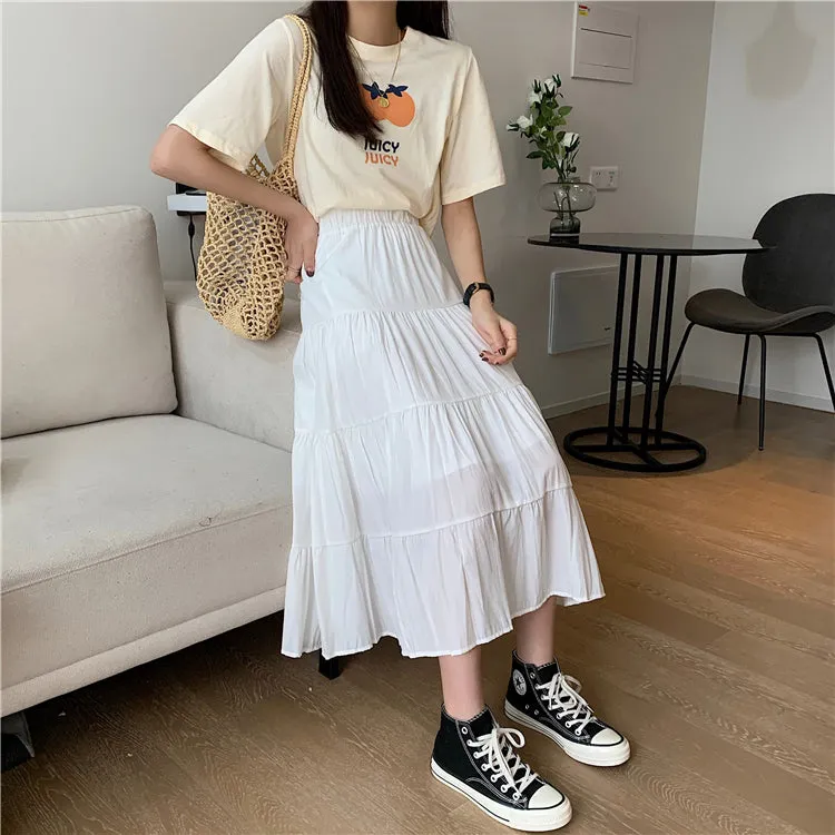 High Waist Vintage Elastic Chiffon Skirts