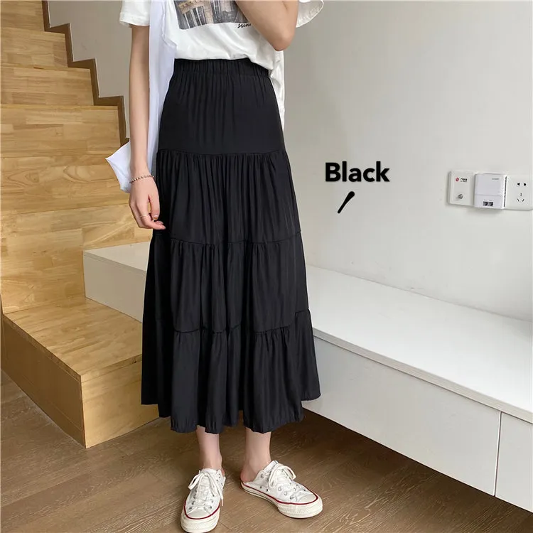 High Waist Vintage Elastic Chiffon Skirts