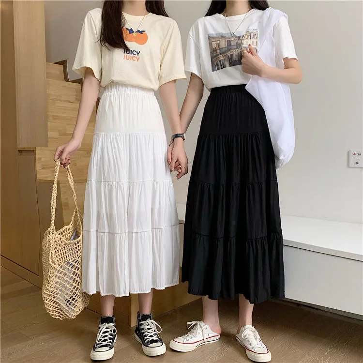 High Waist Vintage Elastic Chiffon Skirts