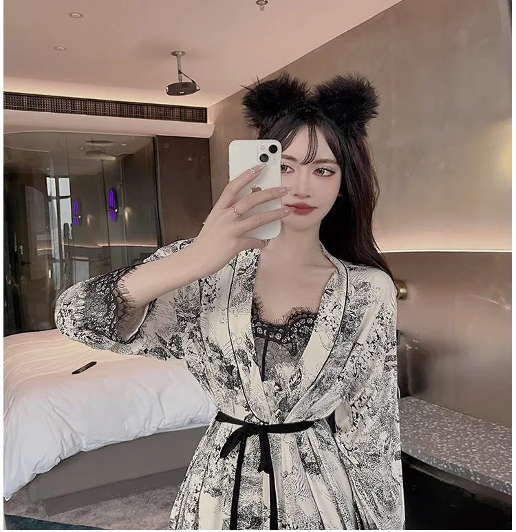 Home Wear Vintage Style Robe Three Sets