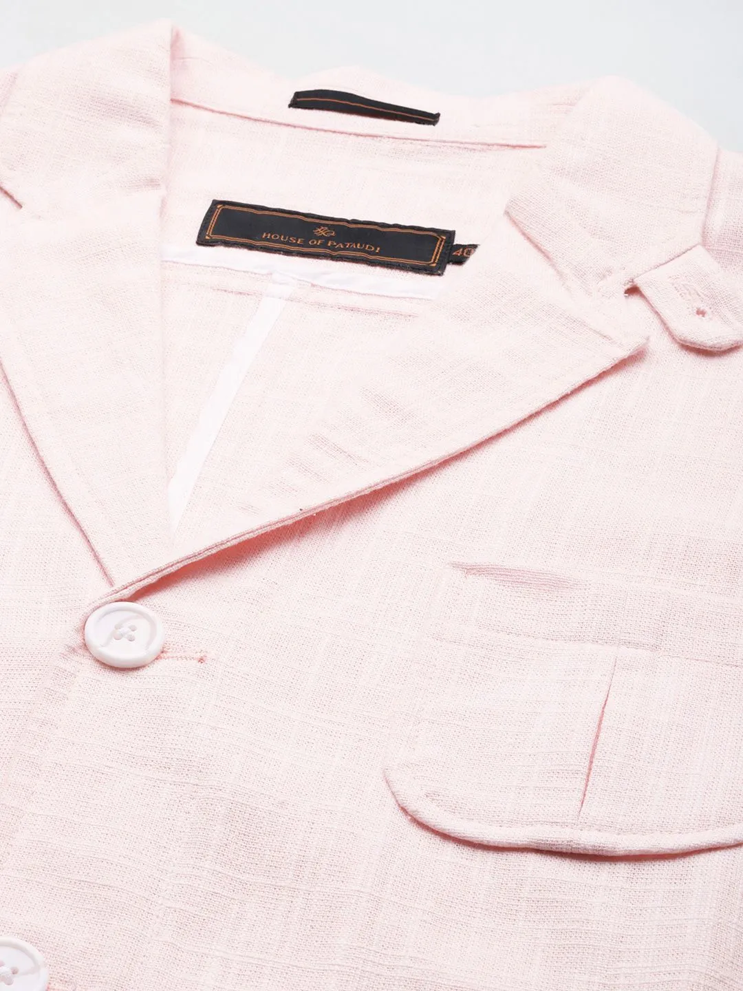 House of Pataudi Pure Cotton Checked Single-Breasted Jashn Blazers