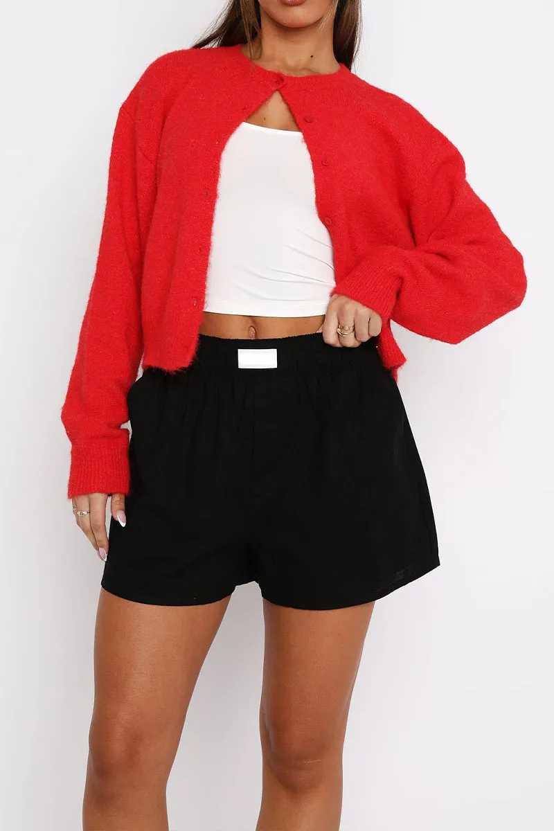 HPZ1110 High-Waisted Relaxed Fit Cotton Shorts Pant