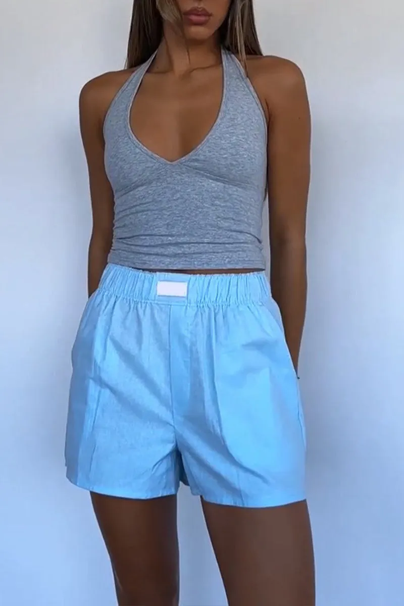 HPZ1110 High-Waisted Relaxed Fit Cotton Shorts Pant