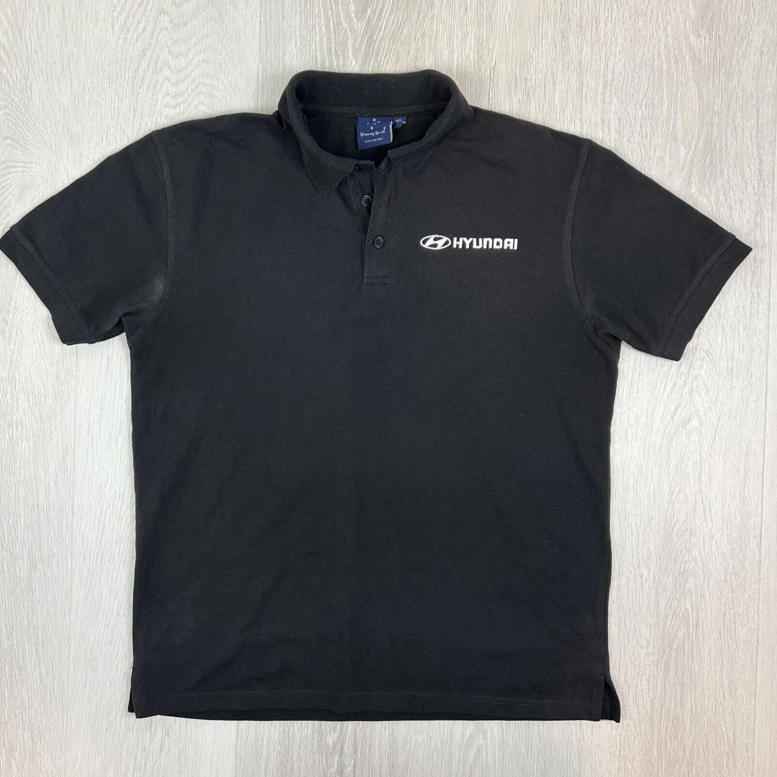 Hyundai Mens Black Short Sleeve Polo Shirt Size Medium (2 Shirts)