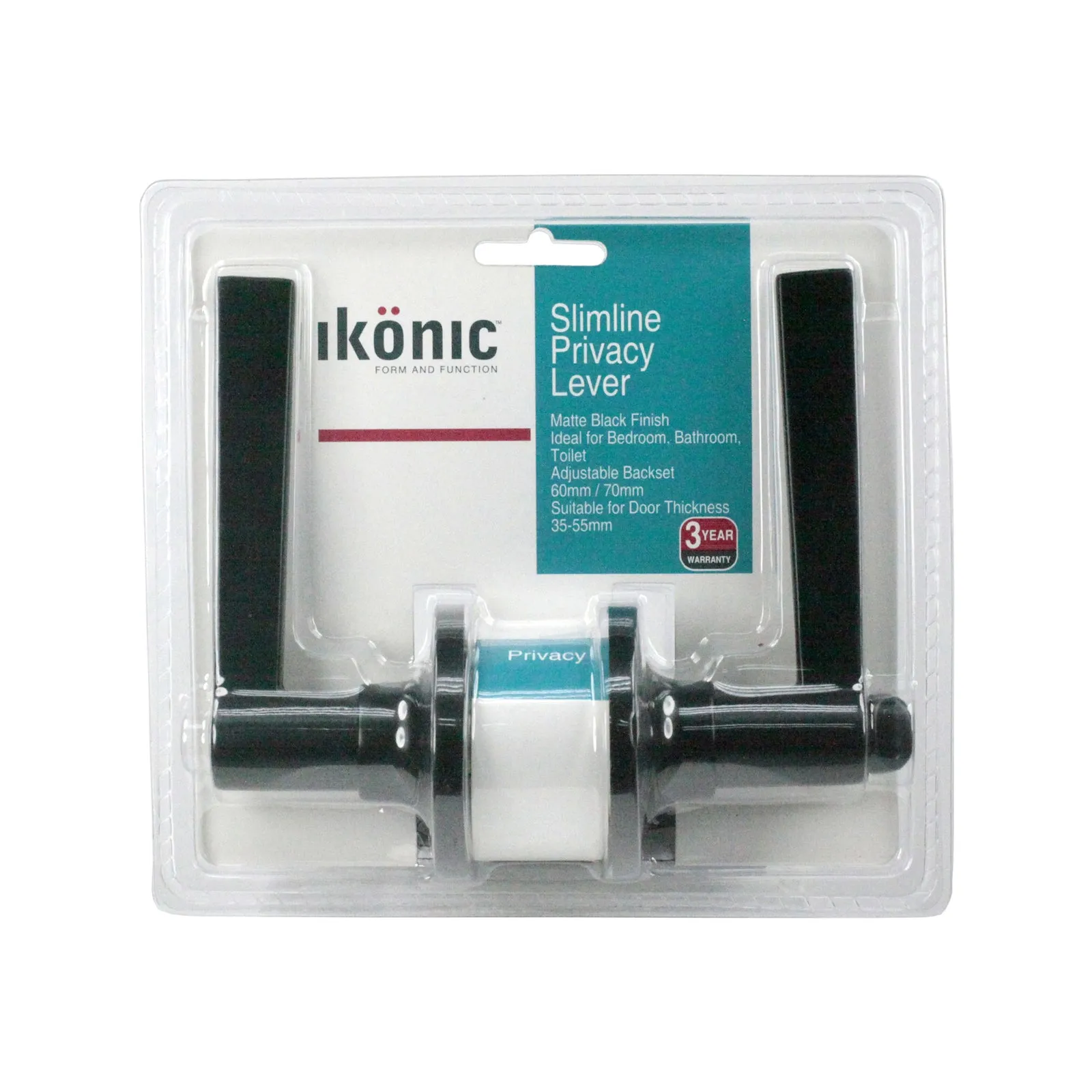Ikonic Matt Black Slimline Privacy Lever Set