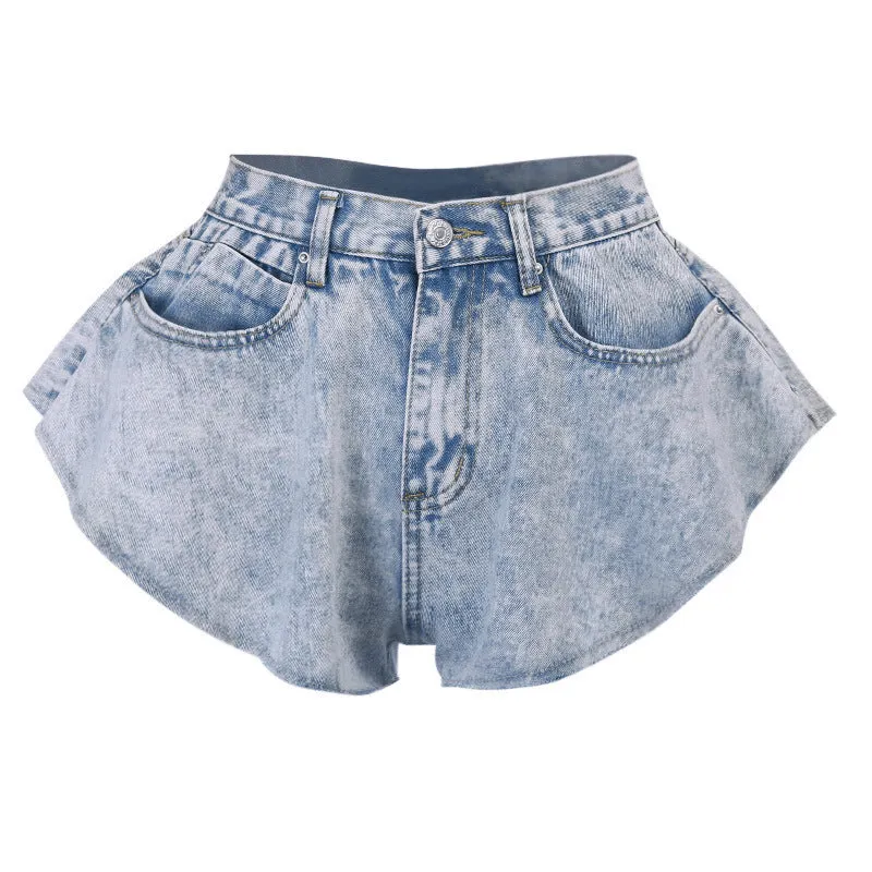 Irregular Hem Denim Shorts Jeans Hot Pants