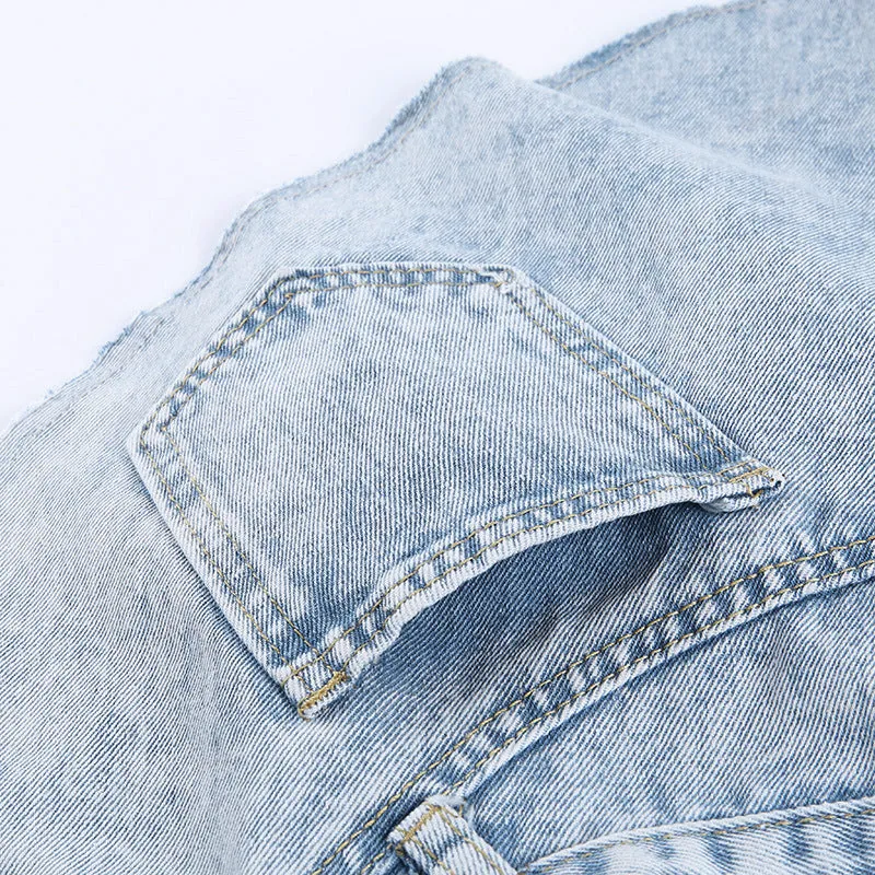 Irregular Hem Denim Shorts Jeans Hot Pants