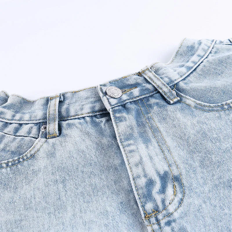 Irregular Hem Denim Shorts Jeans Hot Pants