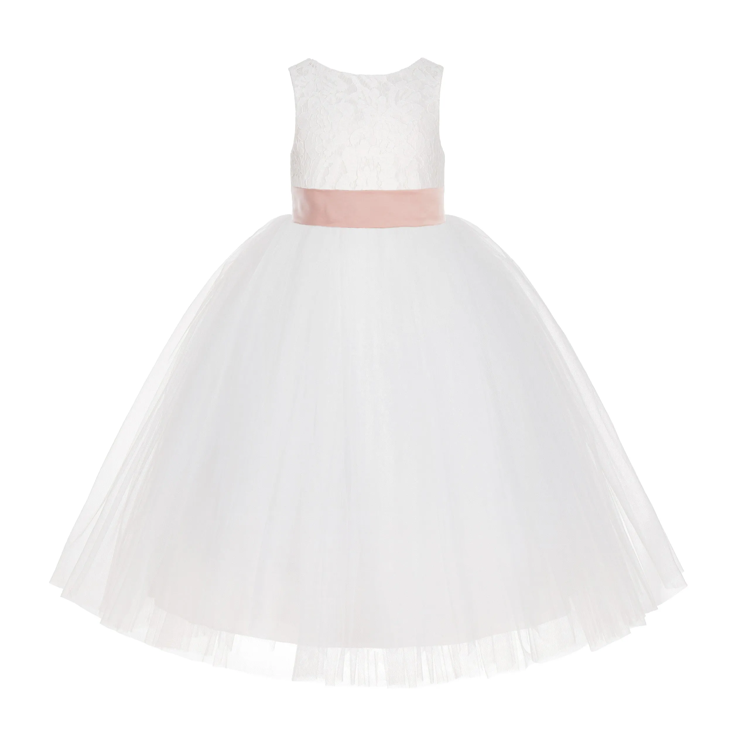 Ivory Floral Lace Flower Girl Dress Special Events Christening Pageant Gown Communion Recital LG7(3)