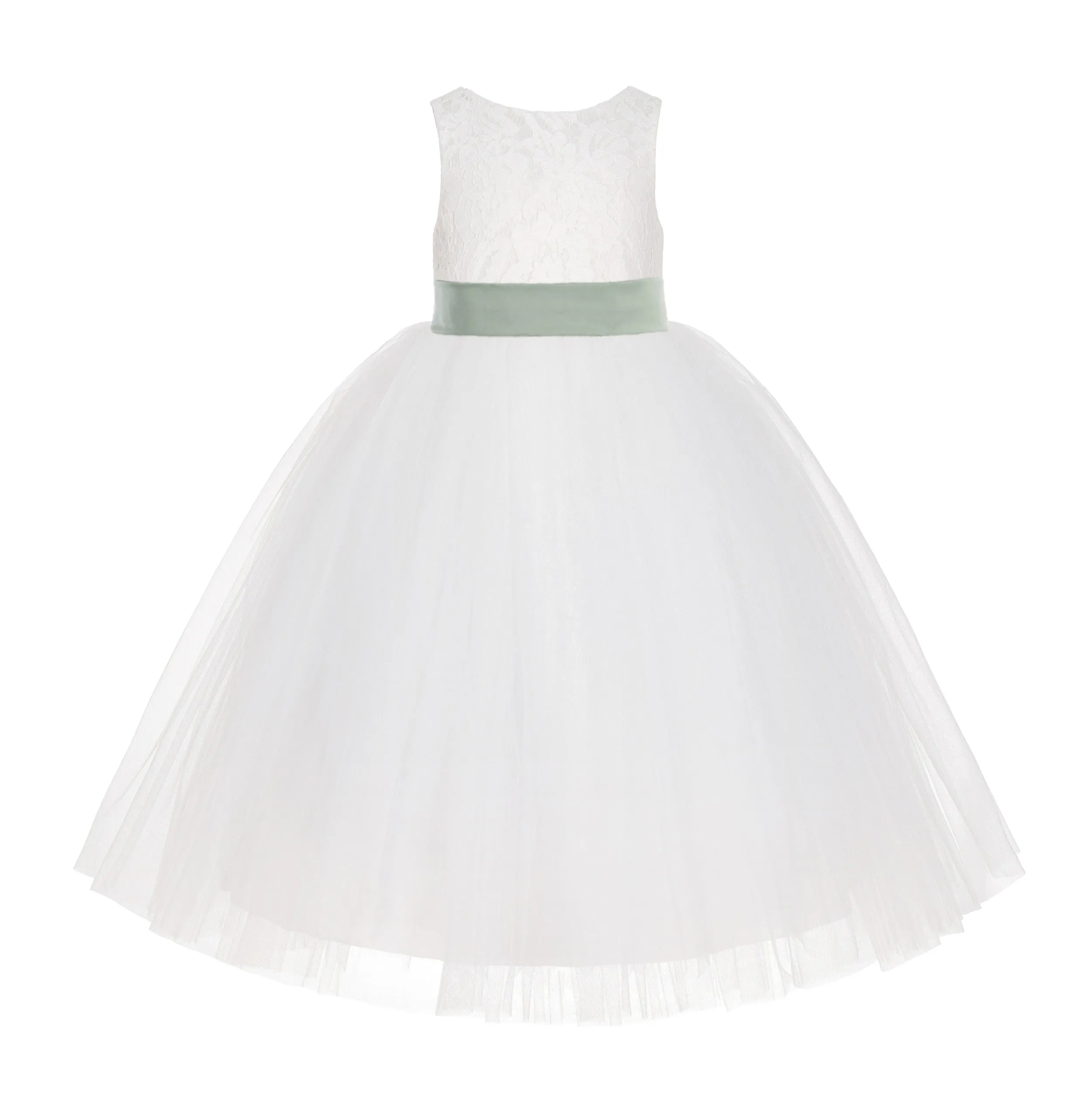 Ivory Floral Lace Flower Girl Dress Special Events Christening Pageant Gown Communion Recital LG7(3)