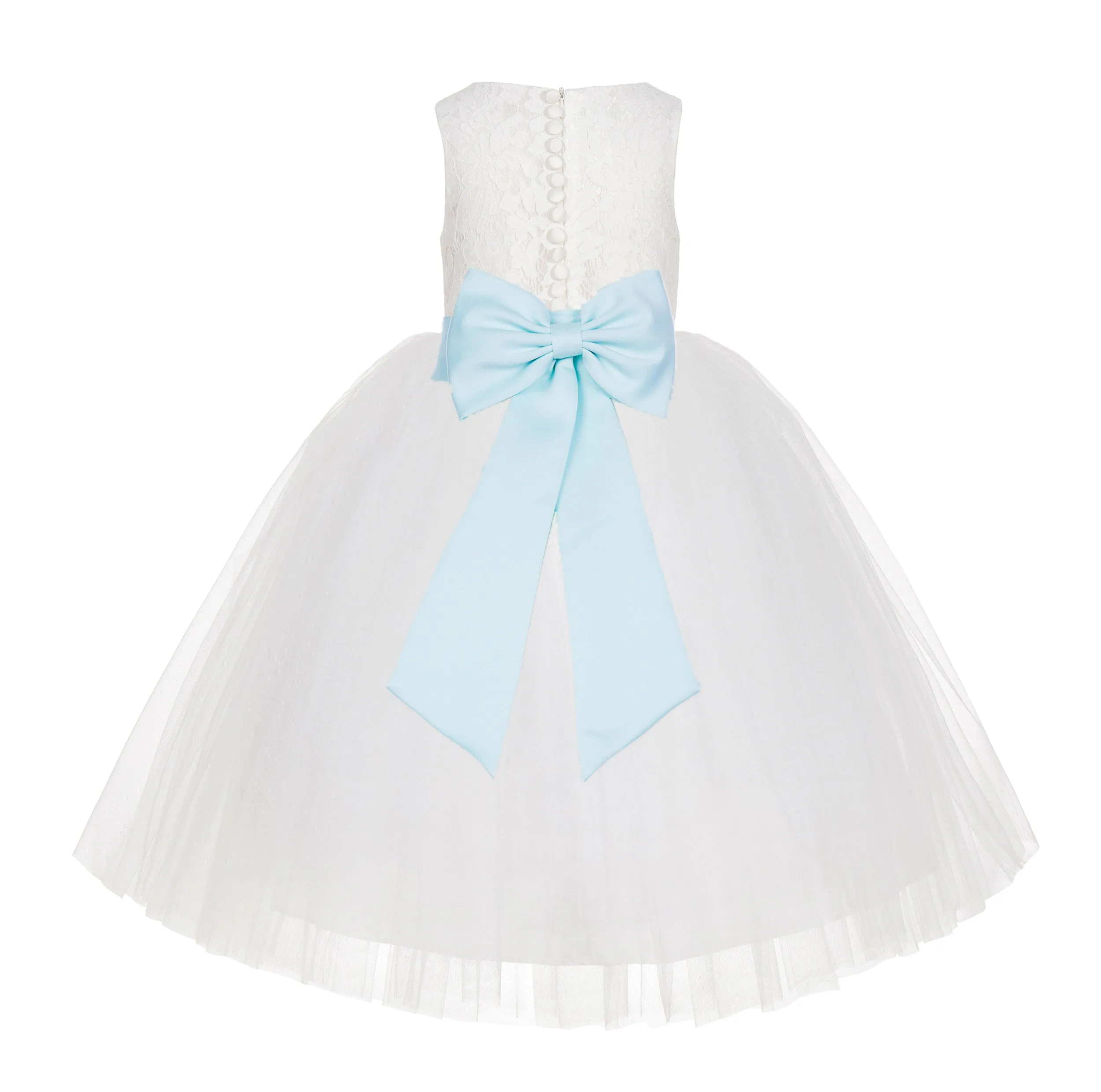 Ivory Floral Lace Flower Girl Dress Special Events Christening Pageant Gown Communion Recital LG7(3)