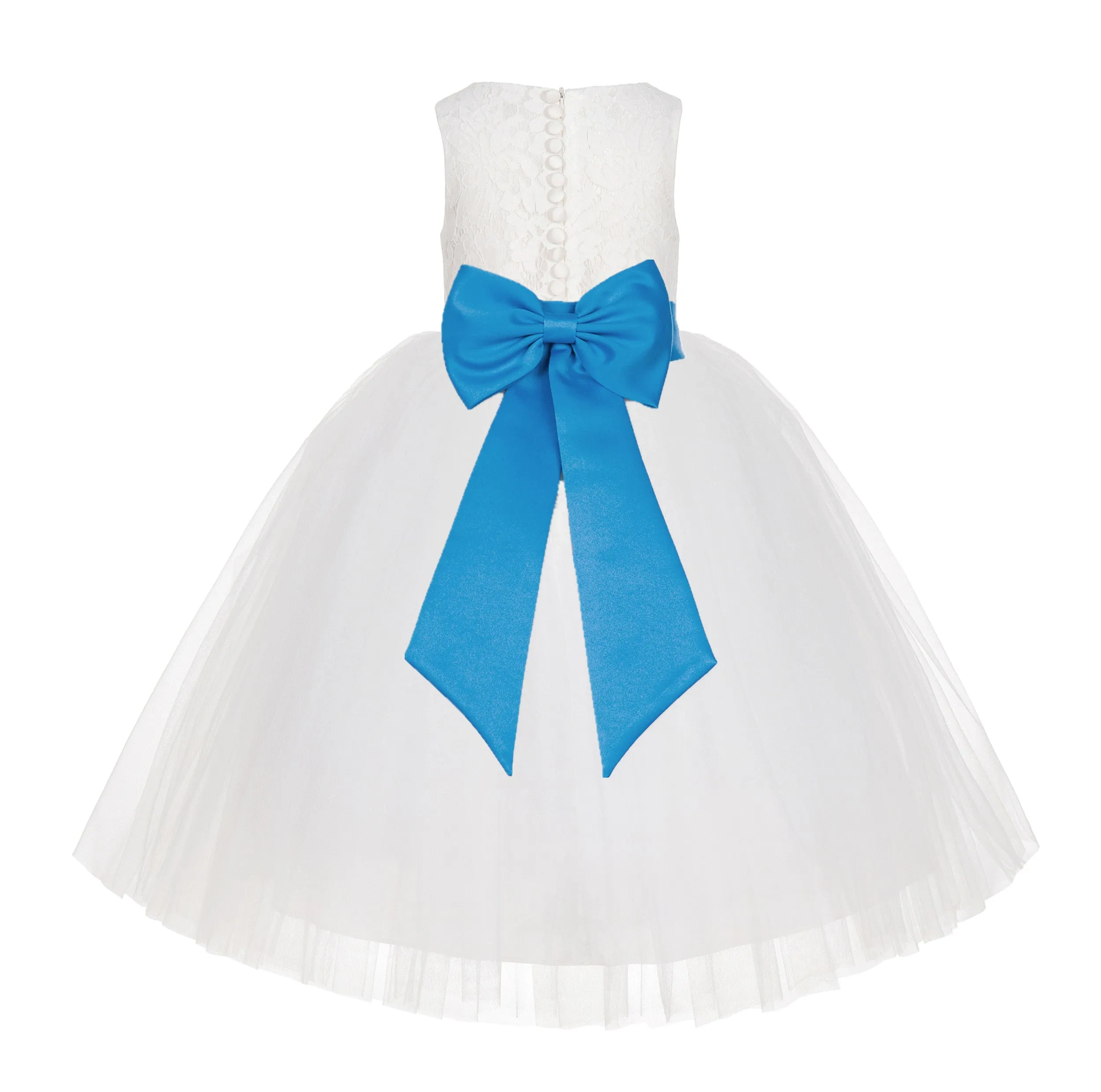 Ivory Floral Lace Flower Girl Dress Special Events Christening Pageant Gown Communion Recital LG7(3)