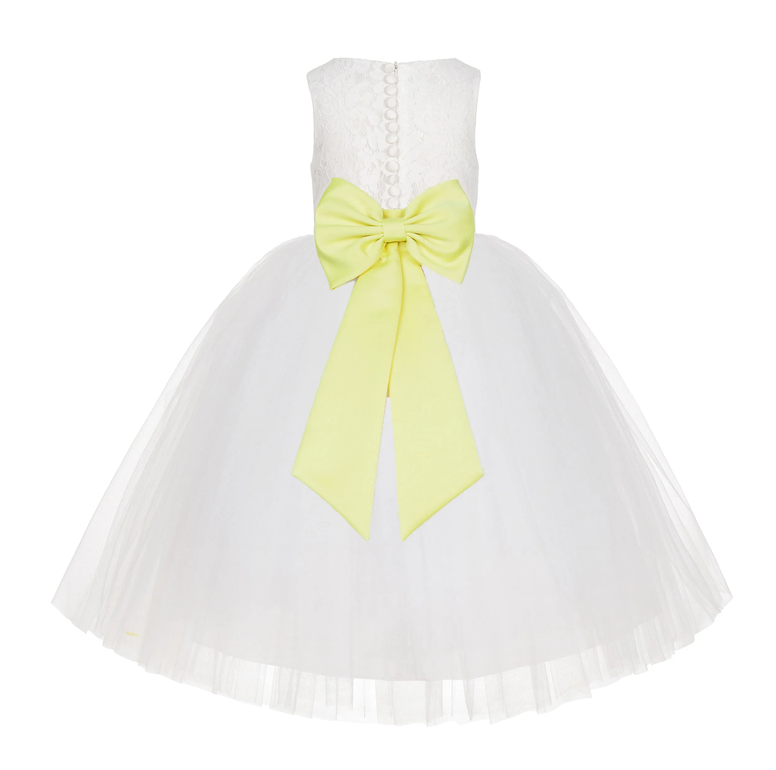 Ivory Floral Lace Flower Girl Dress Special Events Christening Pageant Gown Communion Recital LG7(3)