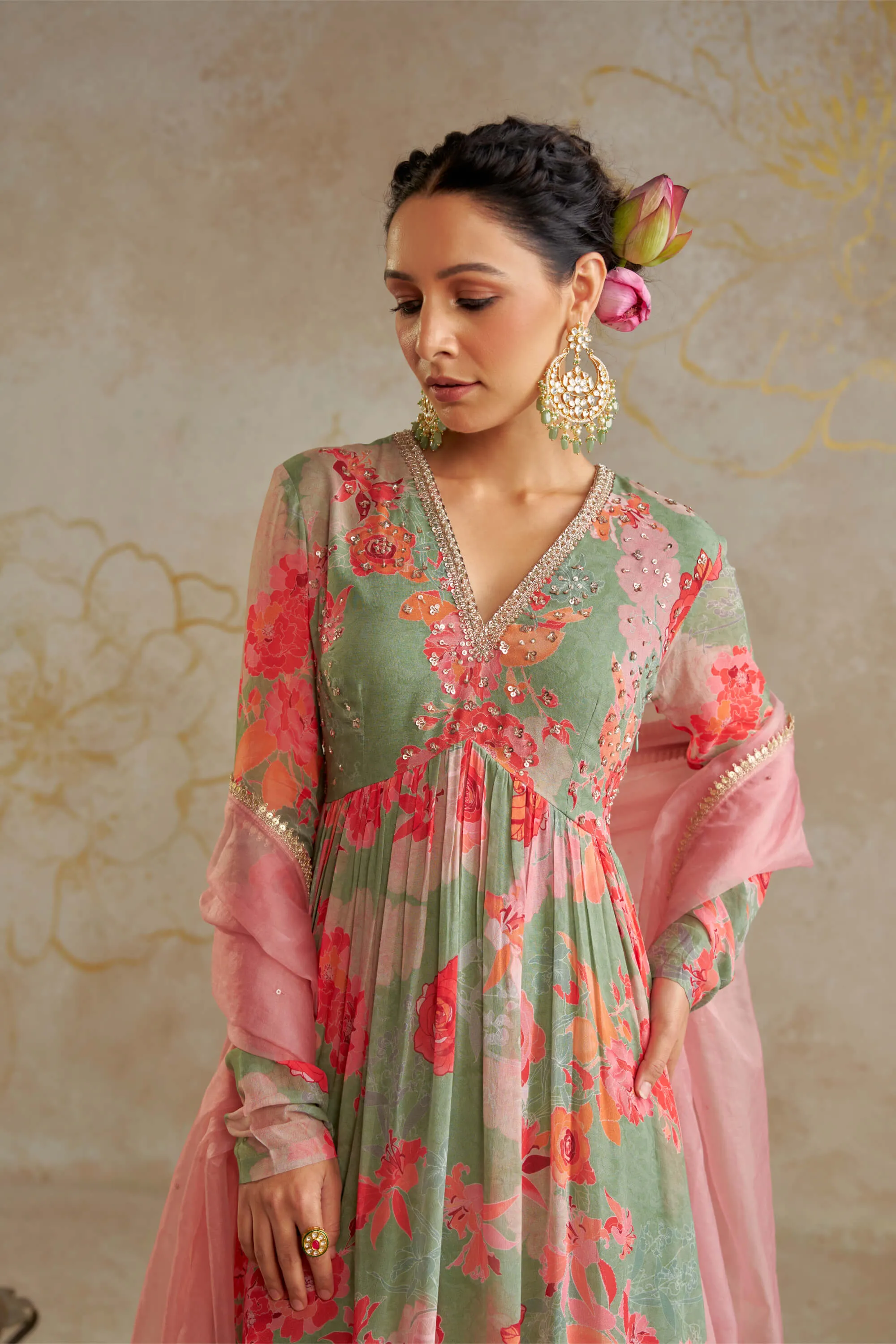 Jade rose anarkali set