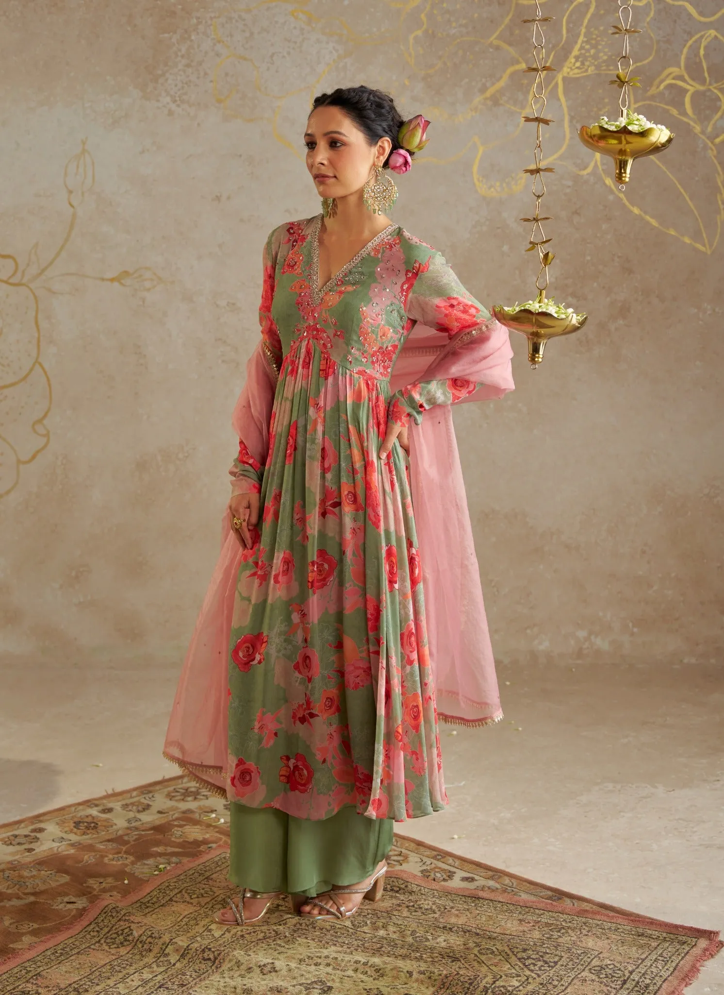 Jade rose anarkali set