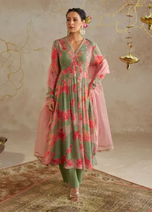 Jade rose anarkali set
