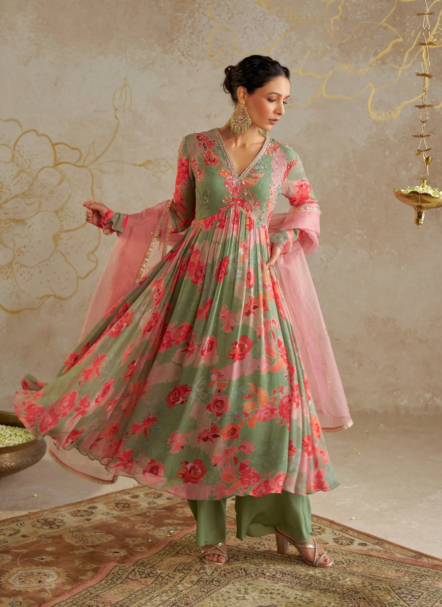 Jade rose anarkali set