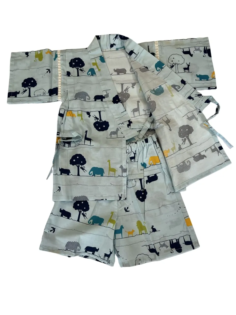 Japanese JINBEI Toddler Size 5T-6T /  Lovely "Animals" Light blue