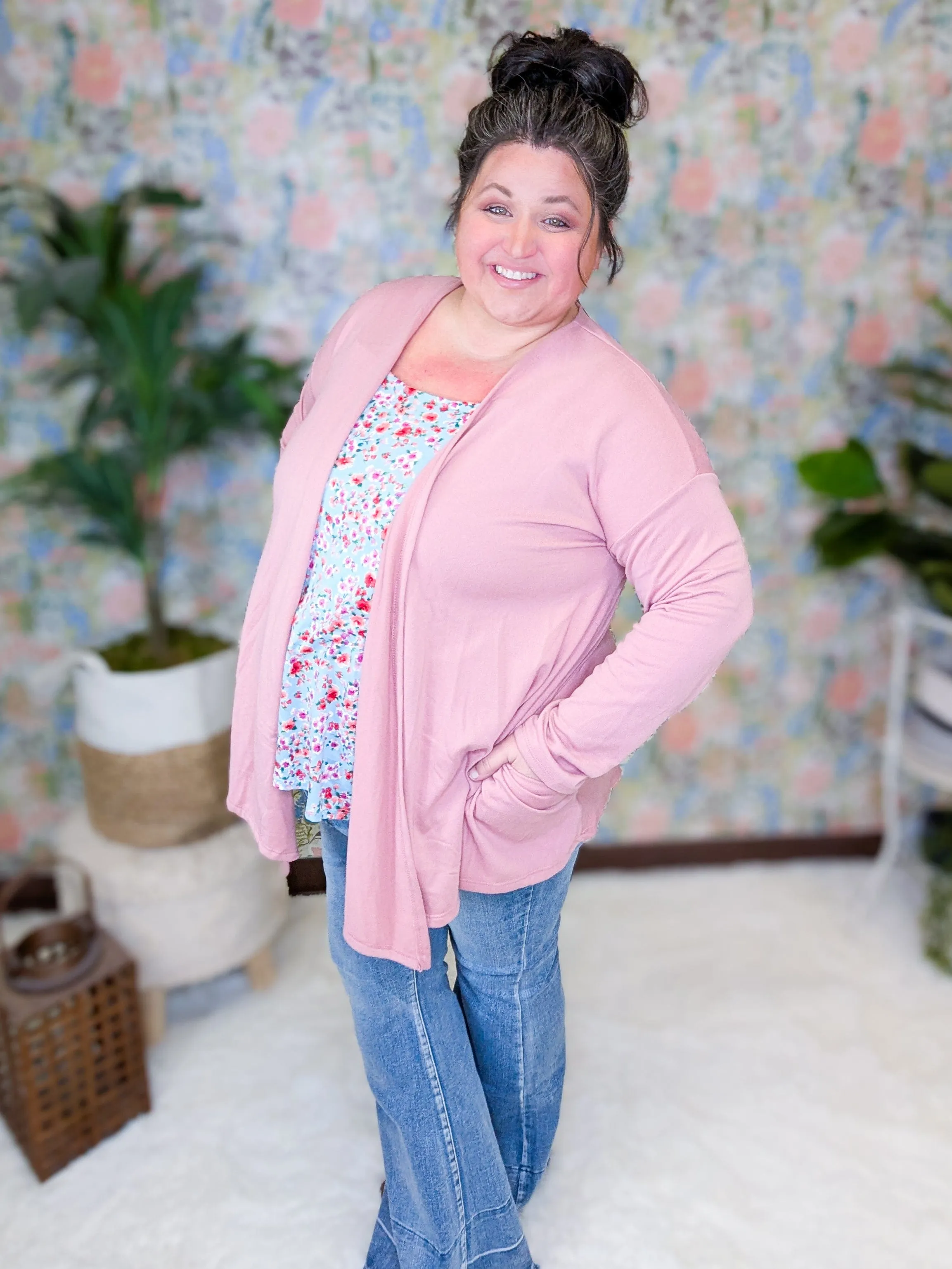 Jeannie Cashmere Soft Draped Front Solid Cardigan