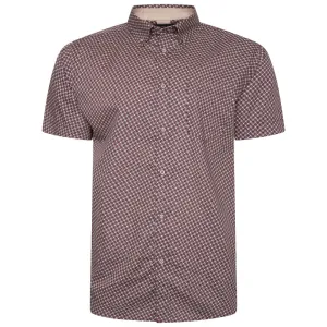 KAM All Over Geo Print Short Sleeve Shirt for Mens KBS6280 in Burgundy, 2XL-8XL