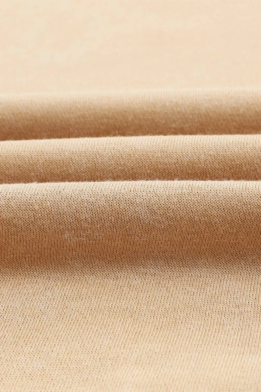 Khaki Drop Shoulder Ribbed Trim Oversized Sweatshirt: Khaki / L / 75%Polyester 25%Cotton