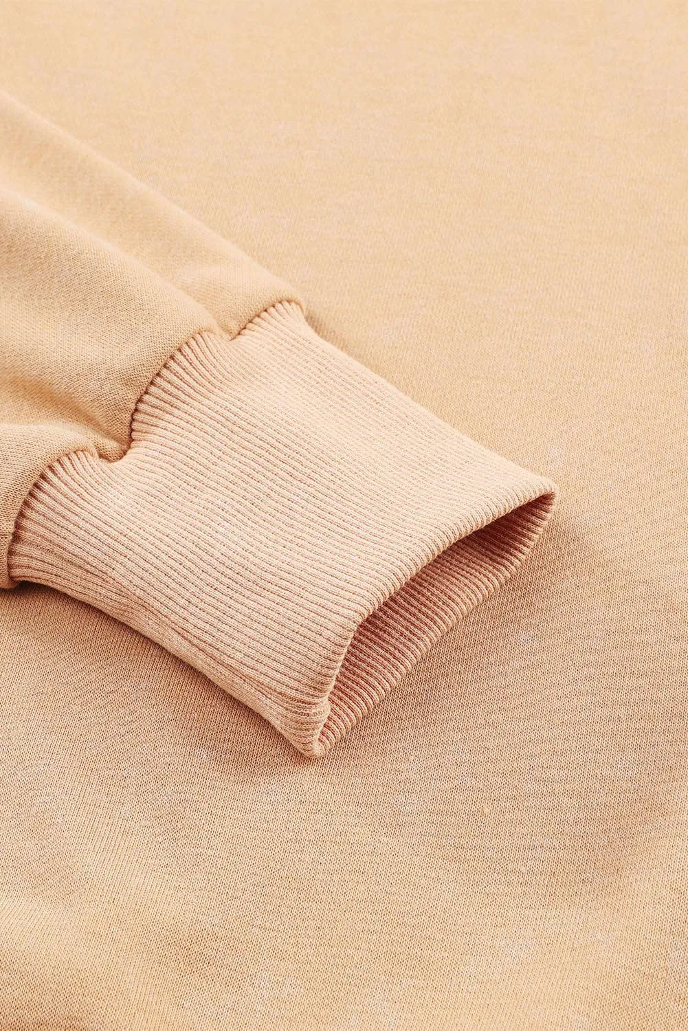 Khaki Drop Shoulder Ribbed Trim Oversized Sweatshirt: Khaki / L / 75%Polyester 25%Cotton