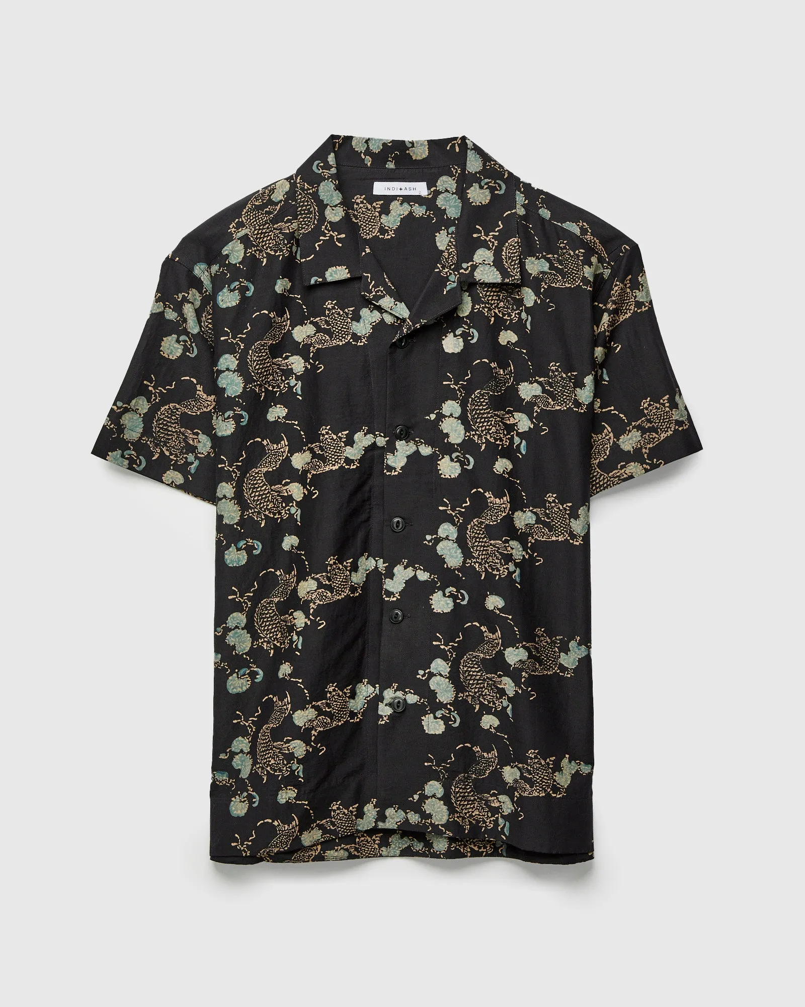 Koi Lake Camp Shirt in Iron Black Silk