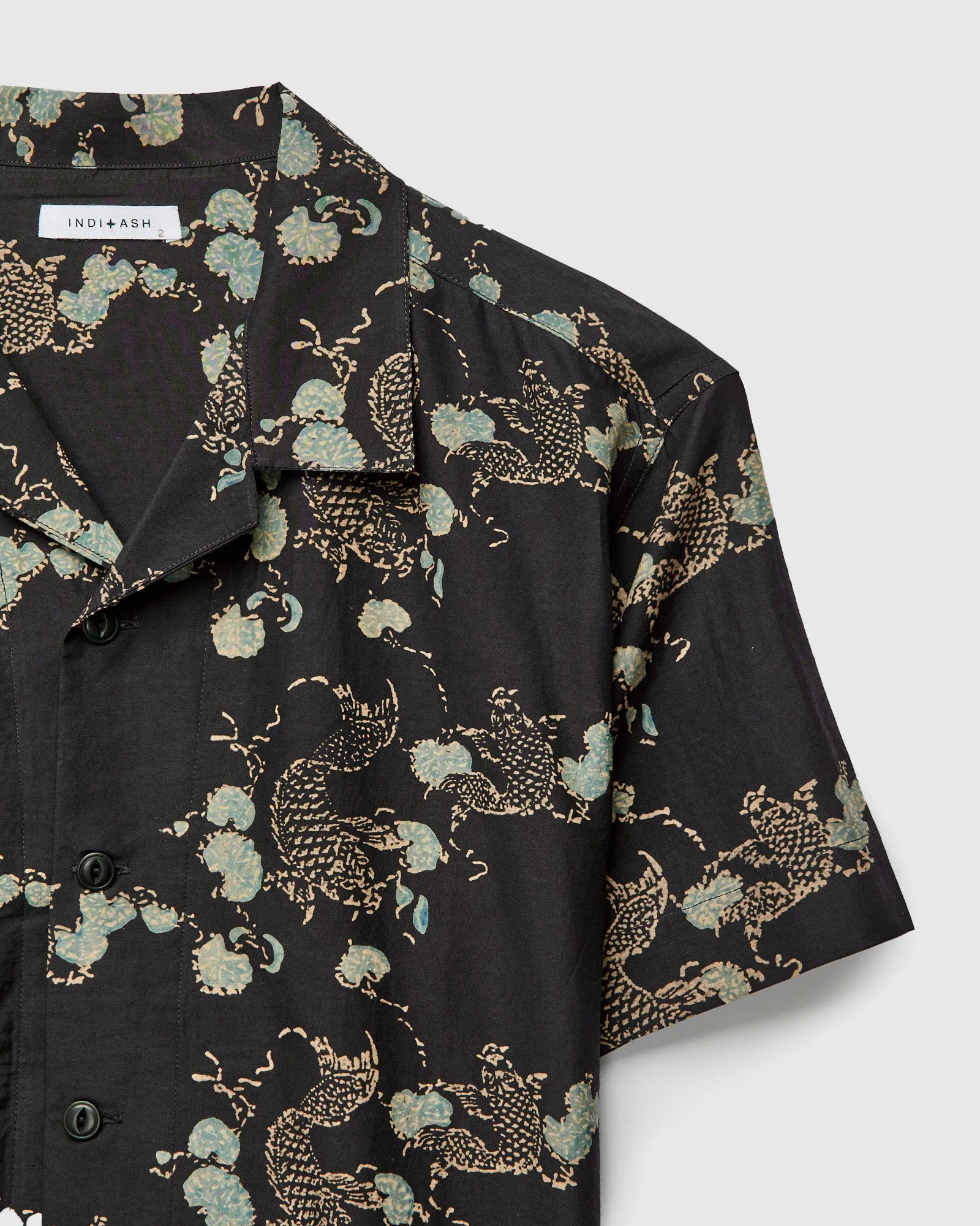 Koi Lake Camp Shirt in Iron Black Silk