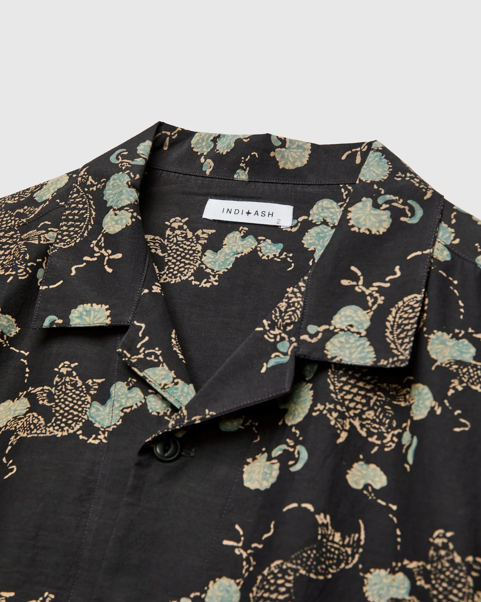 Koi Lake Camp Shirt in Iron Black Silk