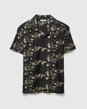 Koi Lake Camp Shirt in Iron Black Silk