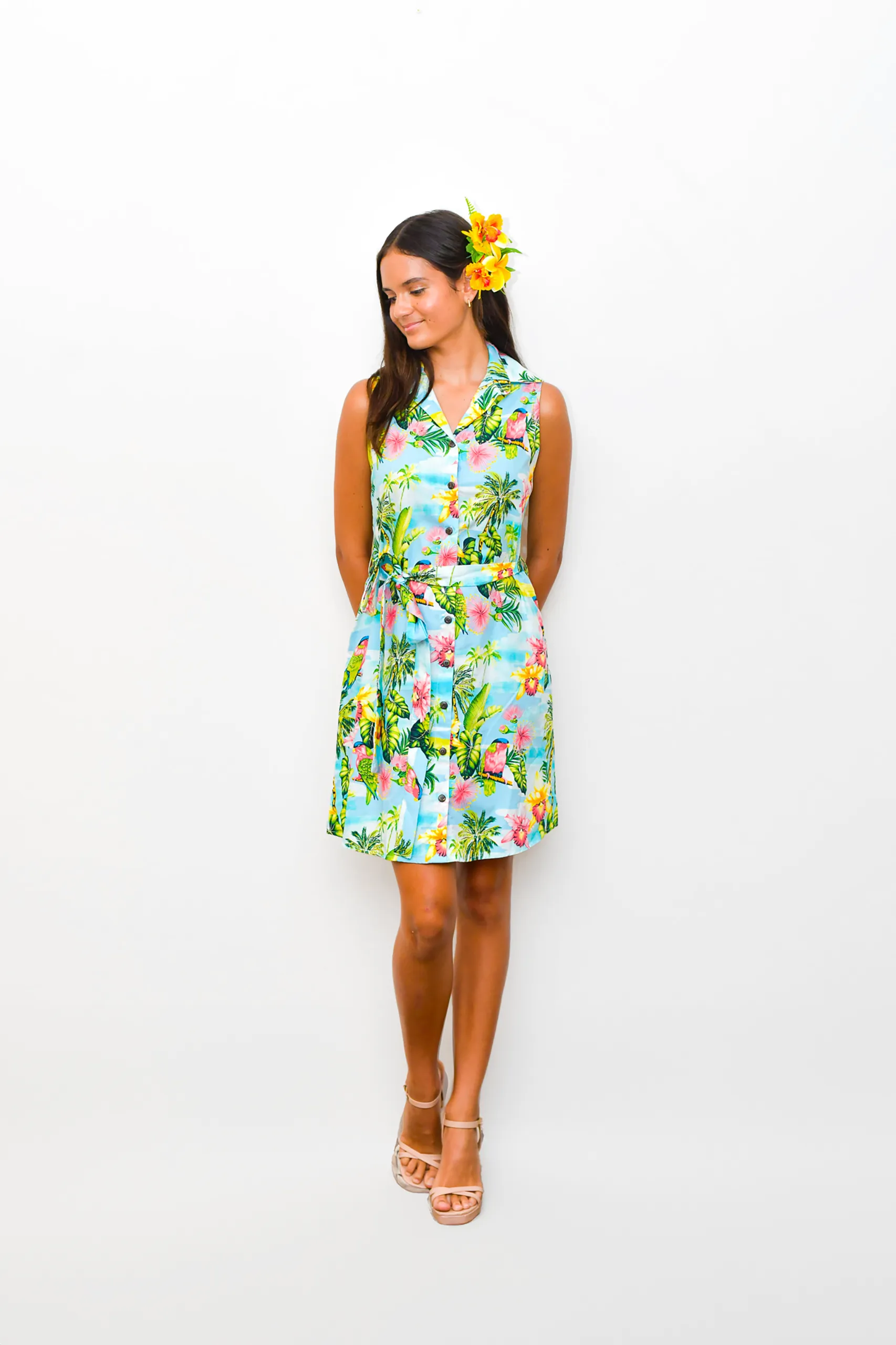 Kula Bird - Sleeveless Shirt Dress