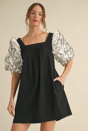 Large Ruffle Puffed Short Sleeves Dress
