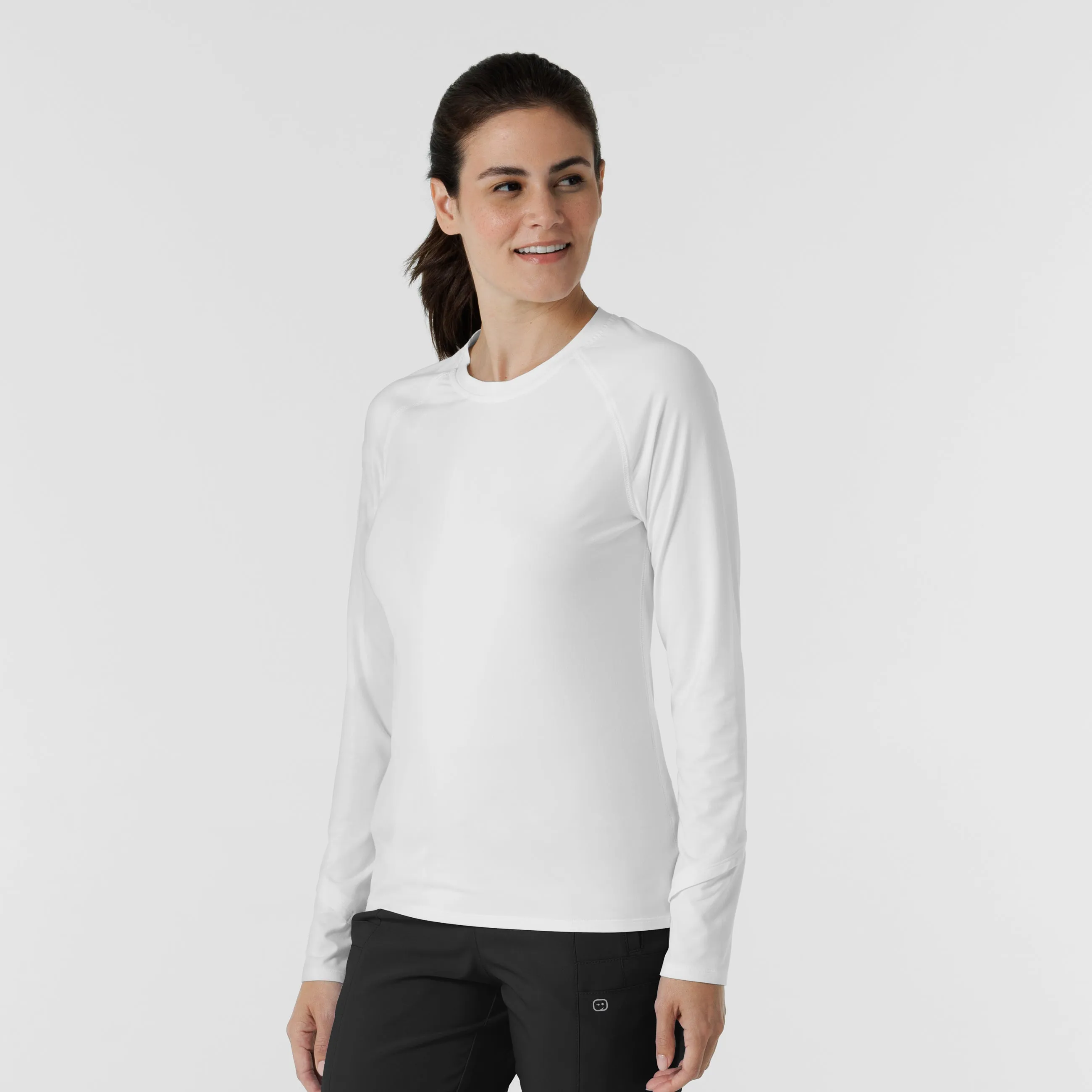 Layers 2139 Watch Window Long Sleeve Underscrub Top White