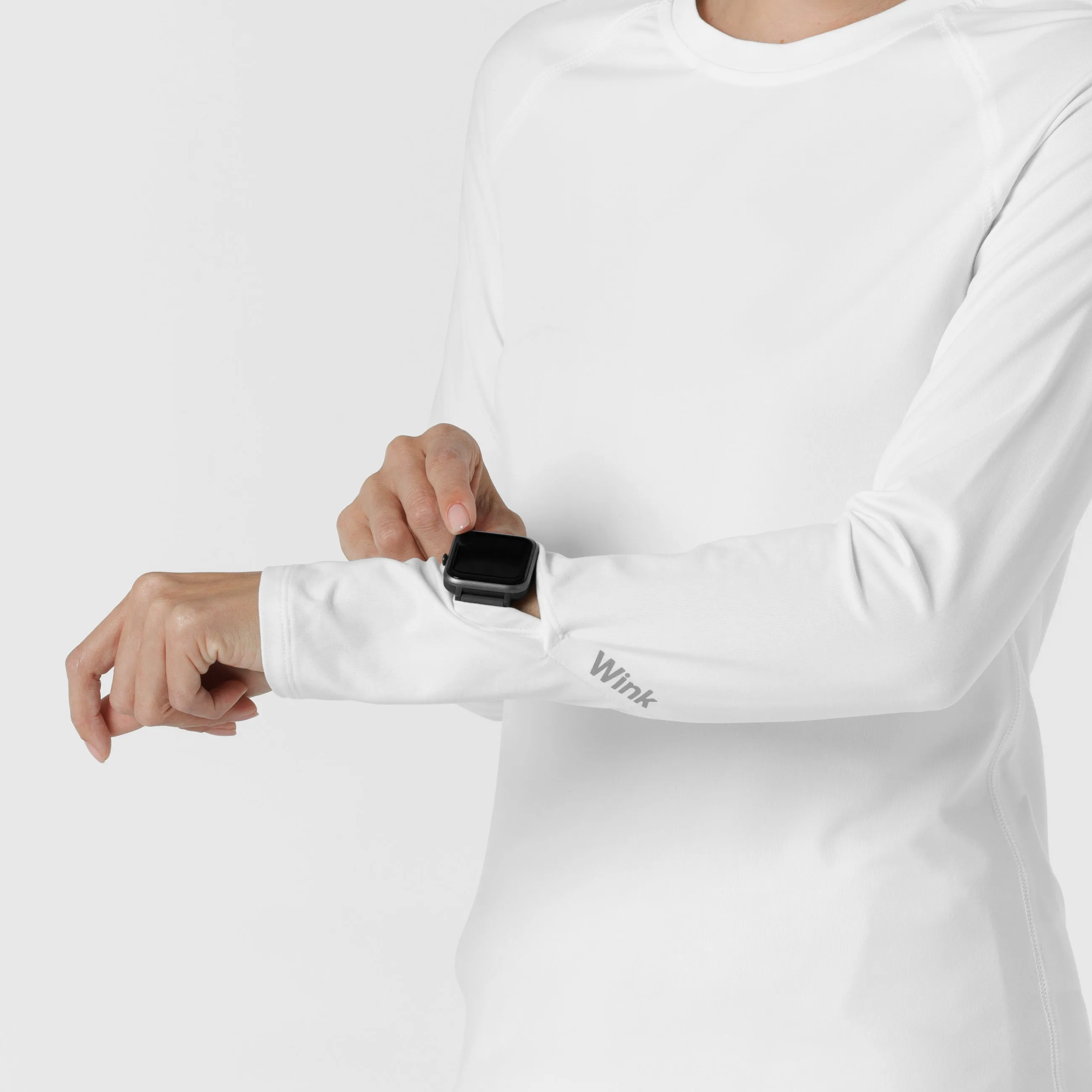 Layers 2139 Watch Window Long Sleeve Underscrub Top White