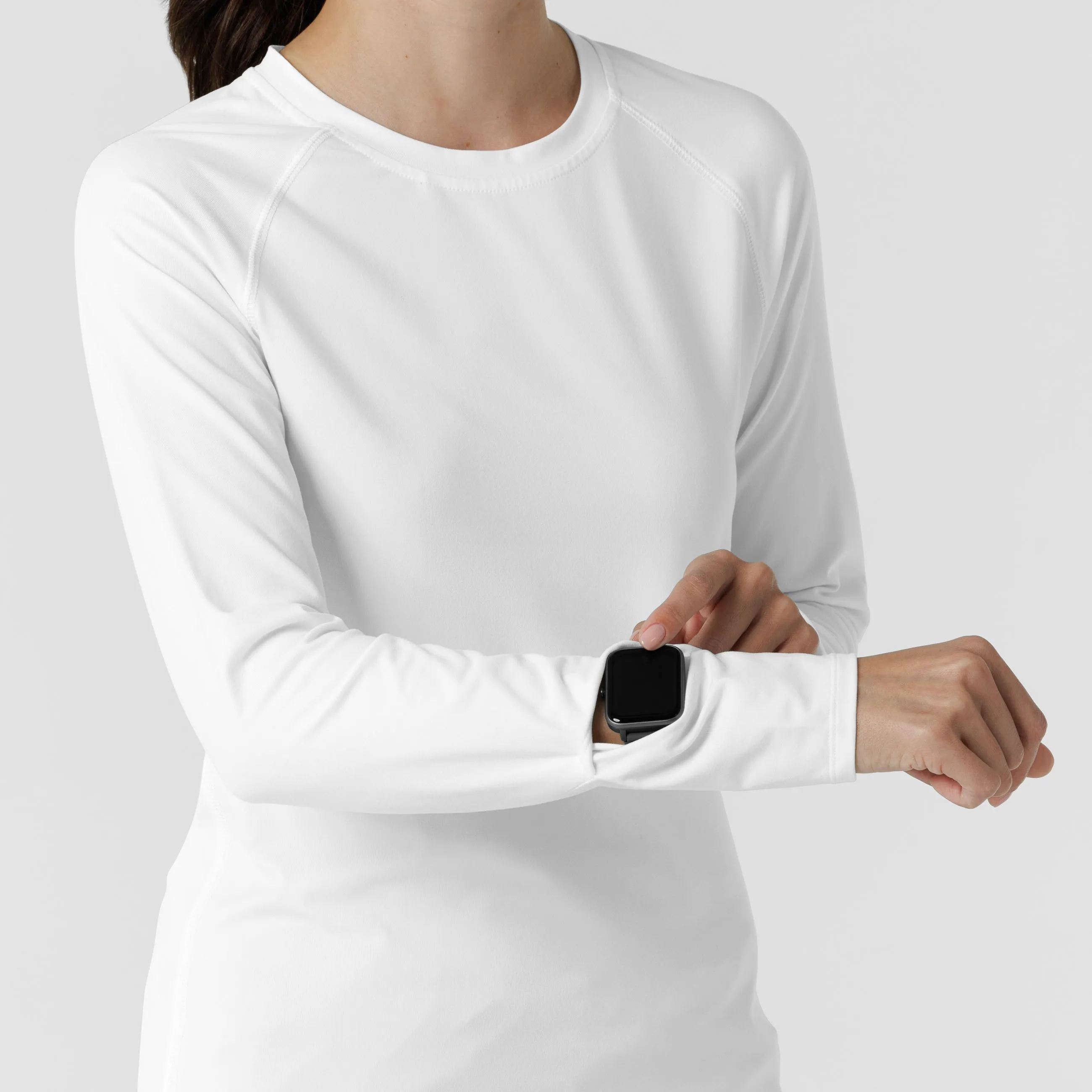 Layers 2139 Watch Window Long Sleeve Underscrub Top White