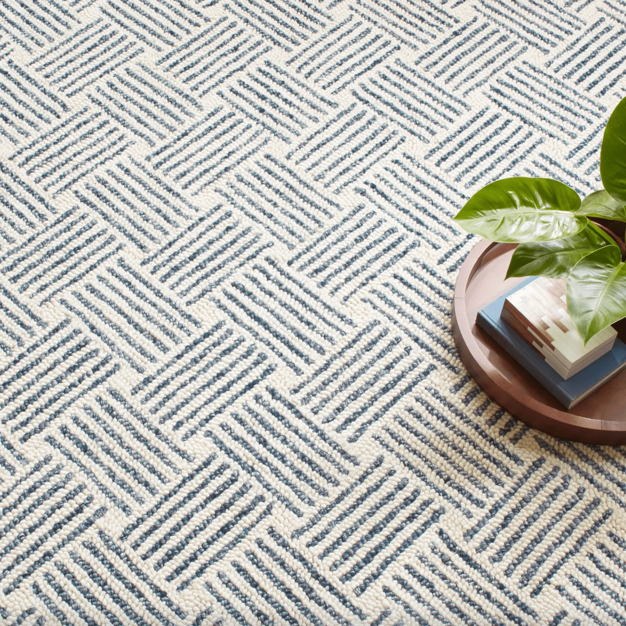 Layers Hand Hooked Wool Rug - Indigo