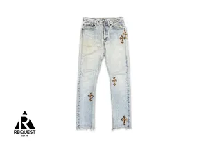 Levi's Light Wash Denim "Leopard Crosses"