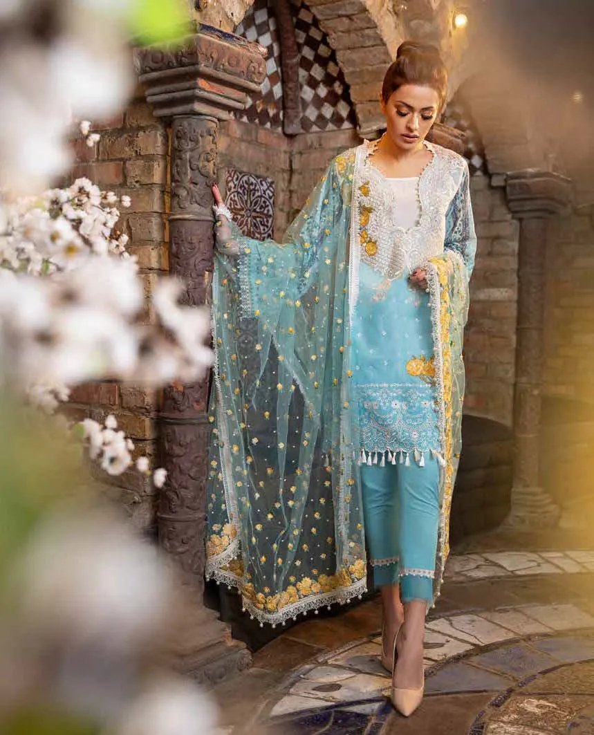 Light Blue Cotton-Lawn Suit - Sobia Nazir Summer 2019
