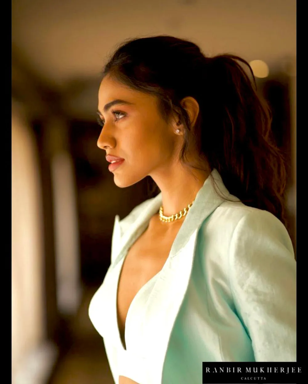 Light Blue Nysa Silk Blazer Set