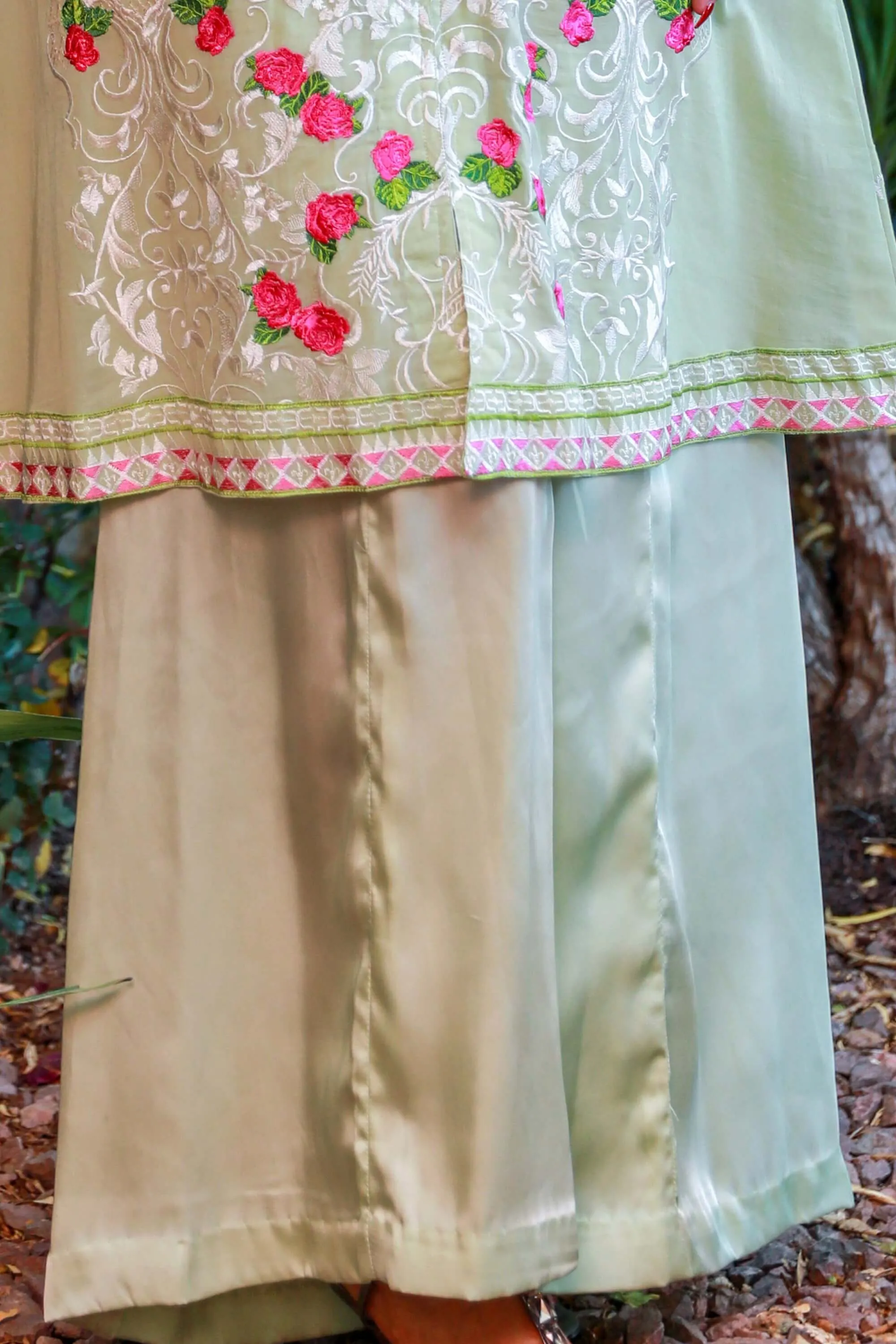 Light Green Swiss Lawn Suit-Salwar Kameez by Designer Gulahamed