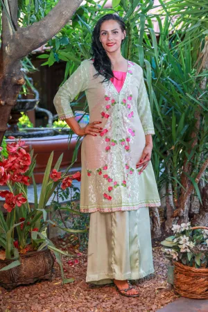Light Green Swiss Lawn Suit-Salwar Kameez by Designer Gulahamed