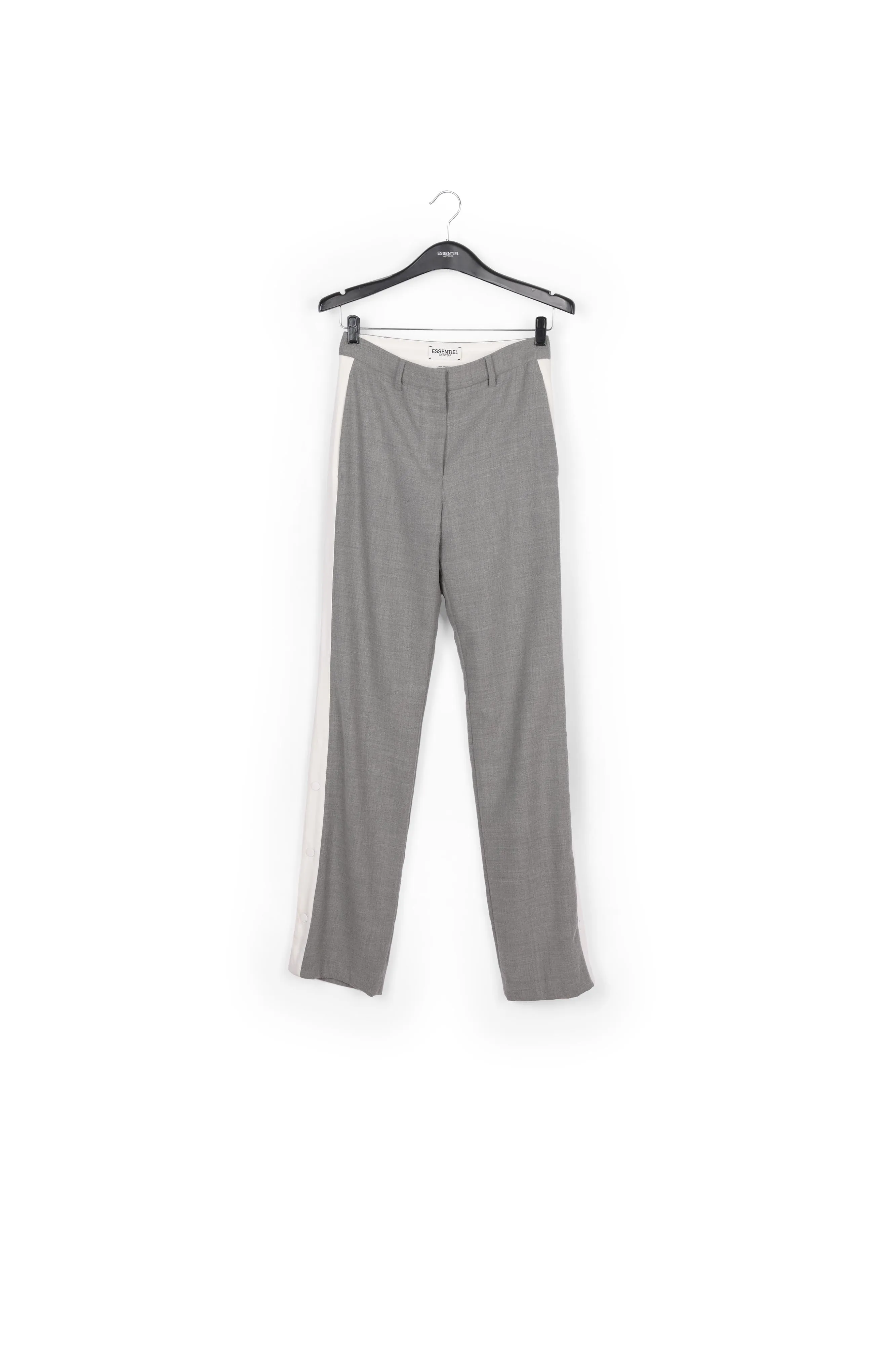 Light grey wool-blend pants with contrasting stripe