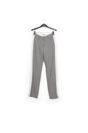 Light grey wool-blend pants with contrasting stripe