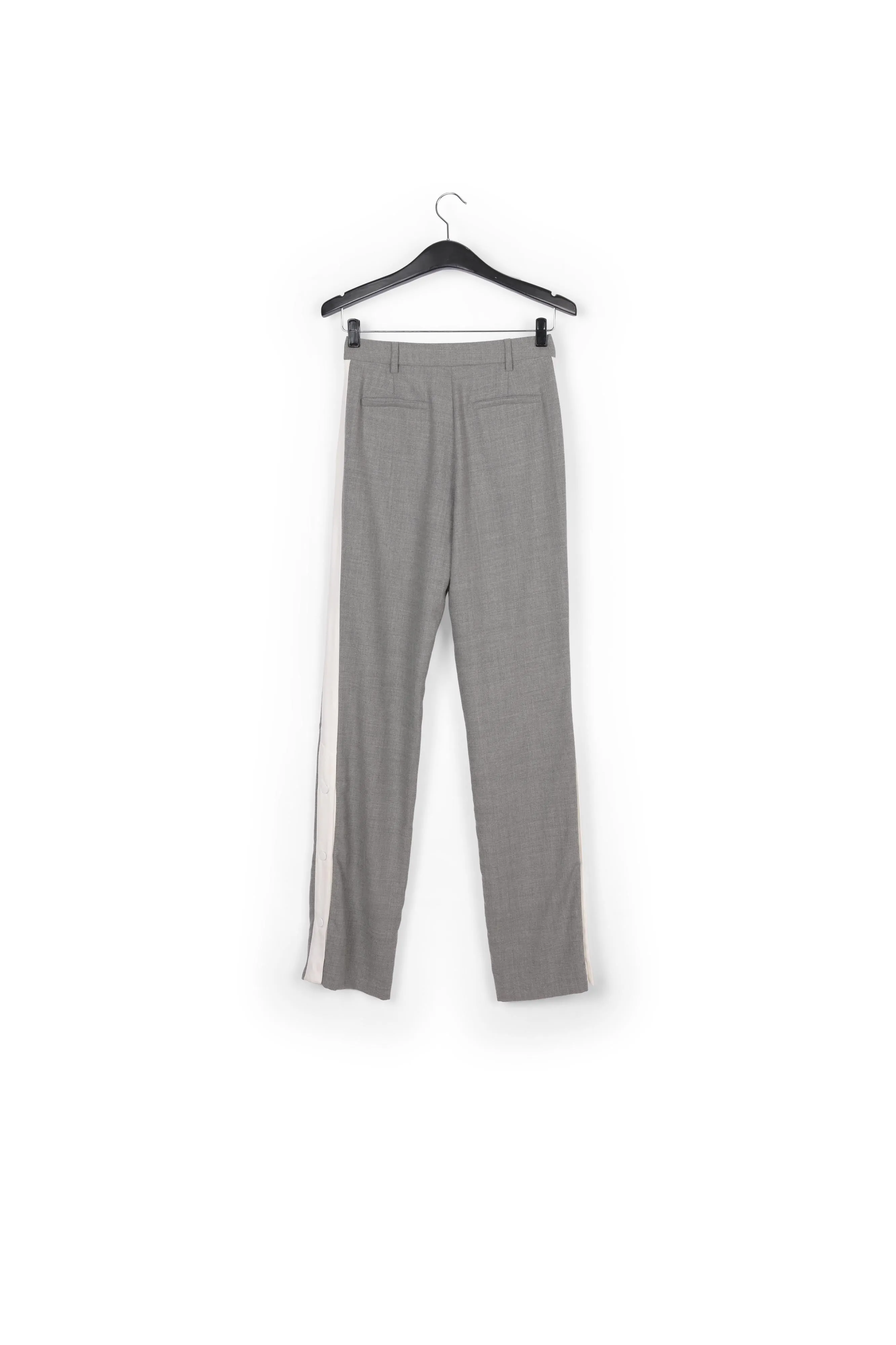 Light grey wool-blend pants with contrasting stripe