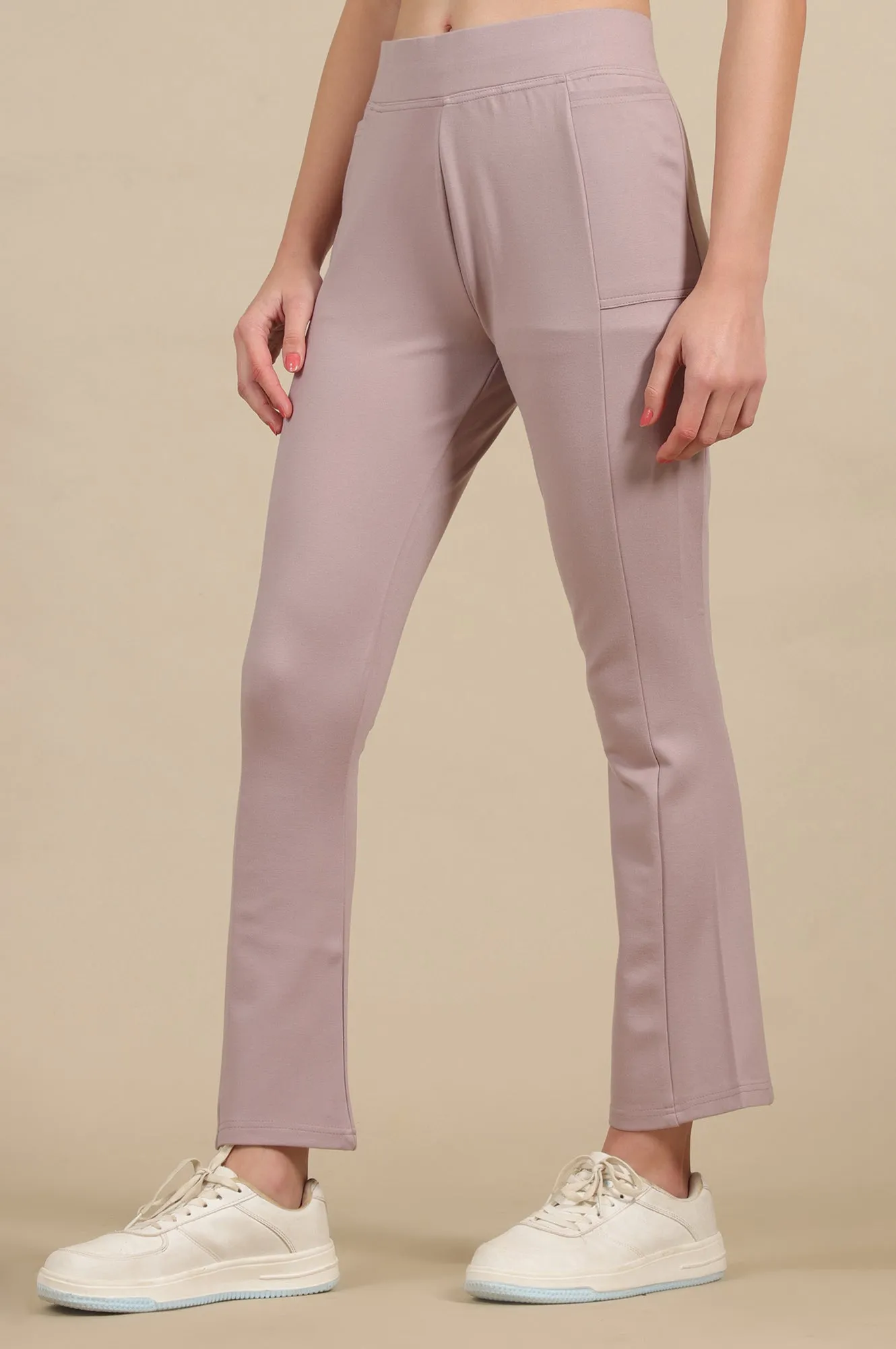 Light Purple Bootcut Yoga Pants with Side Pockets