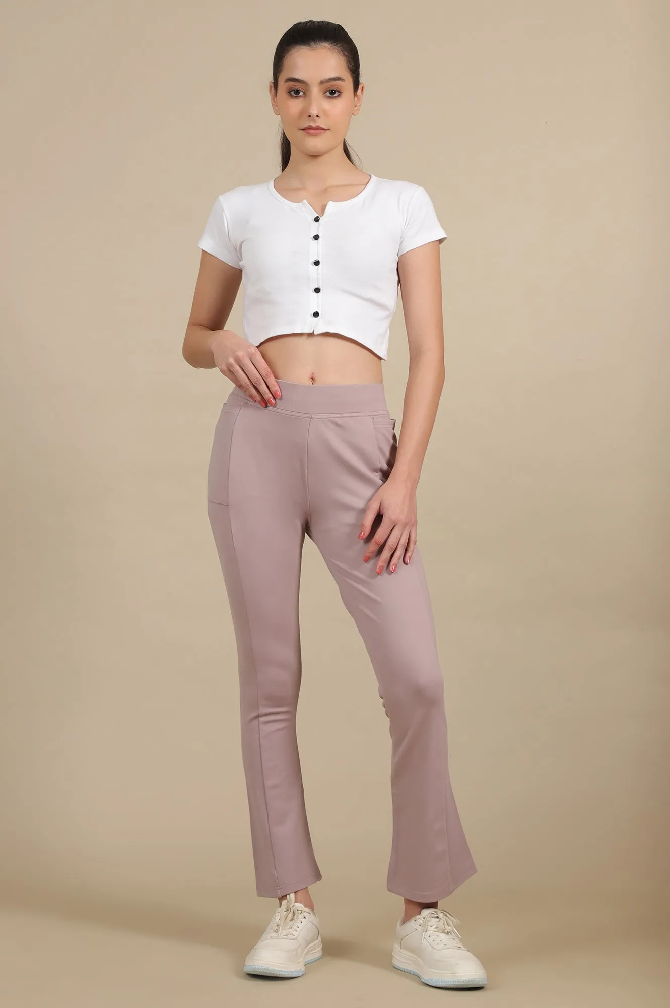 Light Purple Bootcut Yoga Pants with Side Pockets