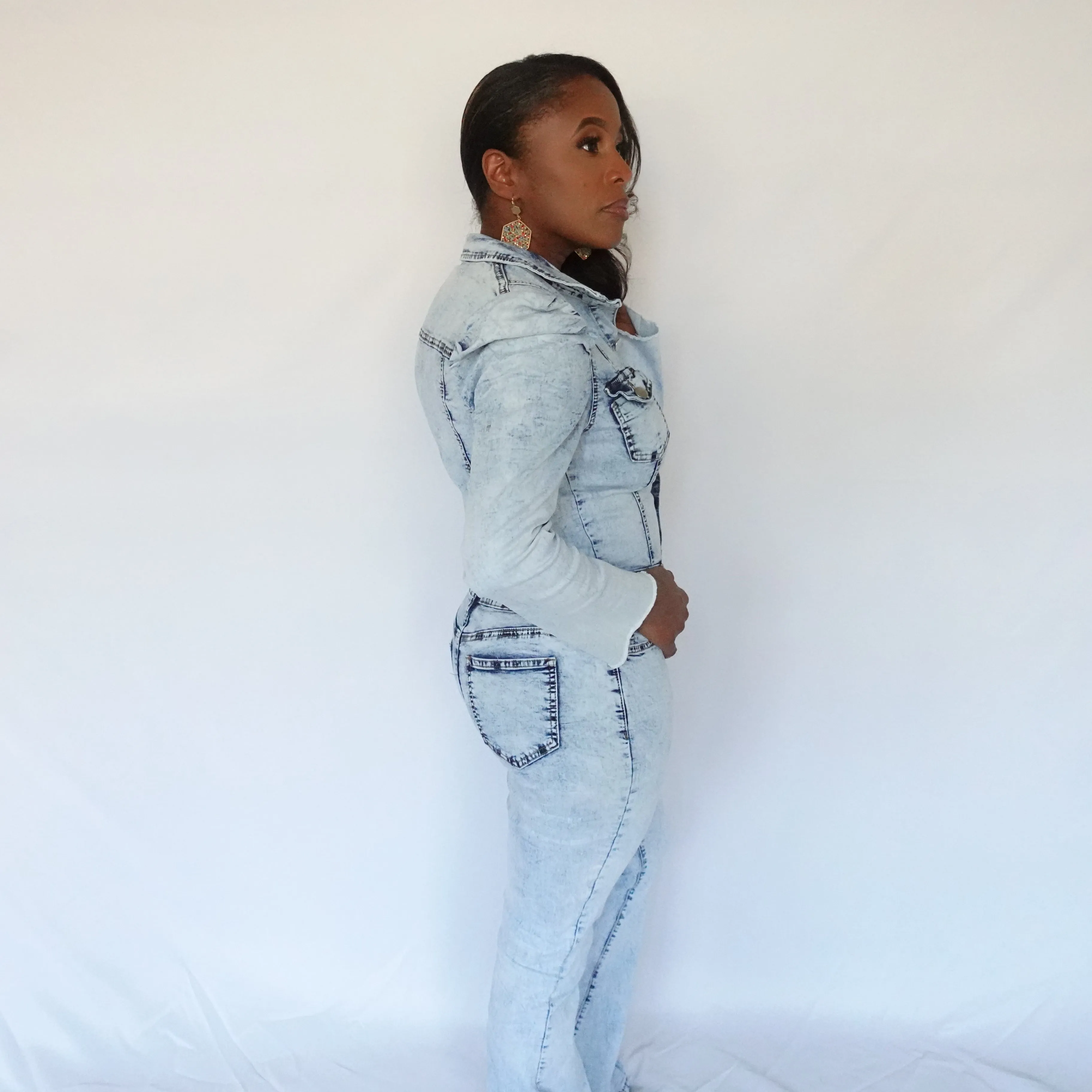 Light Wash Denim Jumpsuit