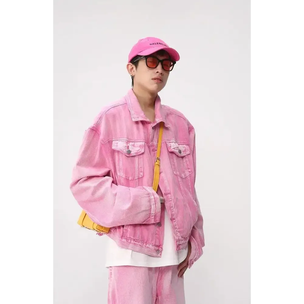 Light Wash Y2K Denim Jacket and Baggy Pants Set