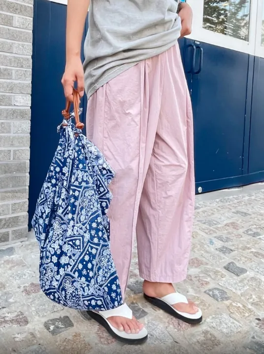 Light Weight Crunch Wide Pants w/ Waist Band (바스락소재)