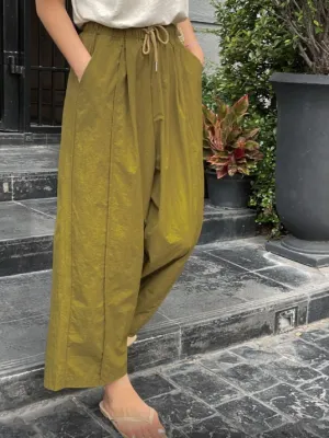 Light Weight Crunch Wide Pants w/ Waist Band (바스락소재)